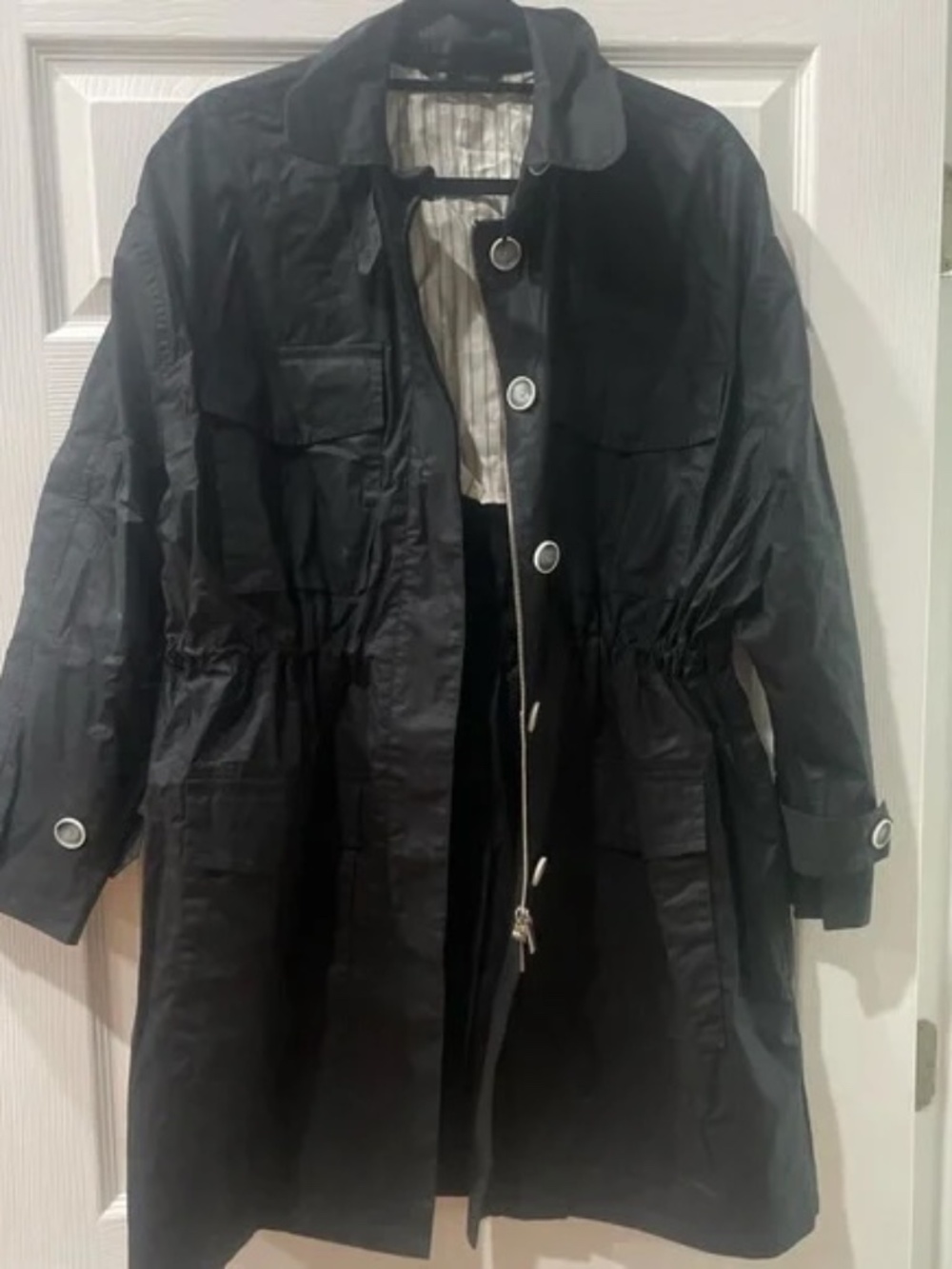 ATM Anthony Thomas Melillo Black Paper Cotton Field Coat in size Large.